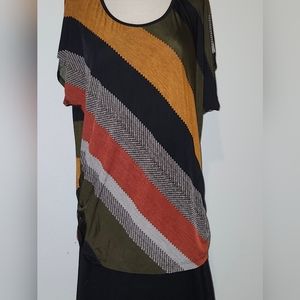 NWT 2X Judith Plus Striped Multicolor Top